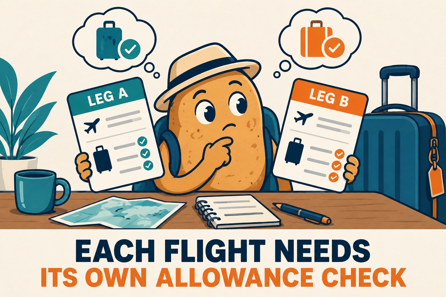 A potato compares generic Leg A and Leg B allowance cards.