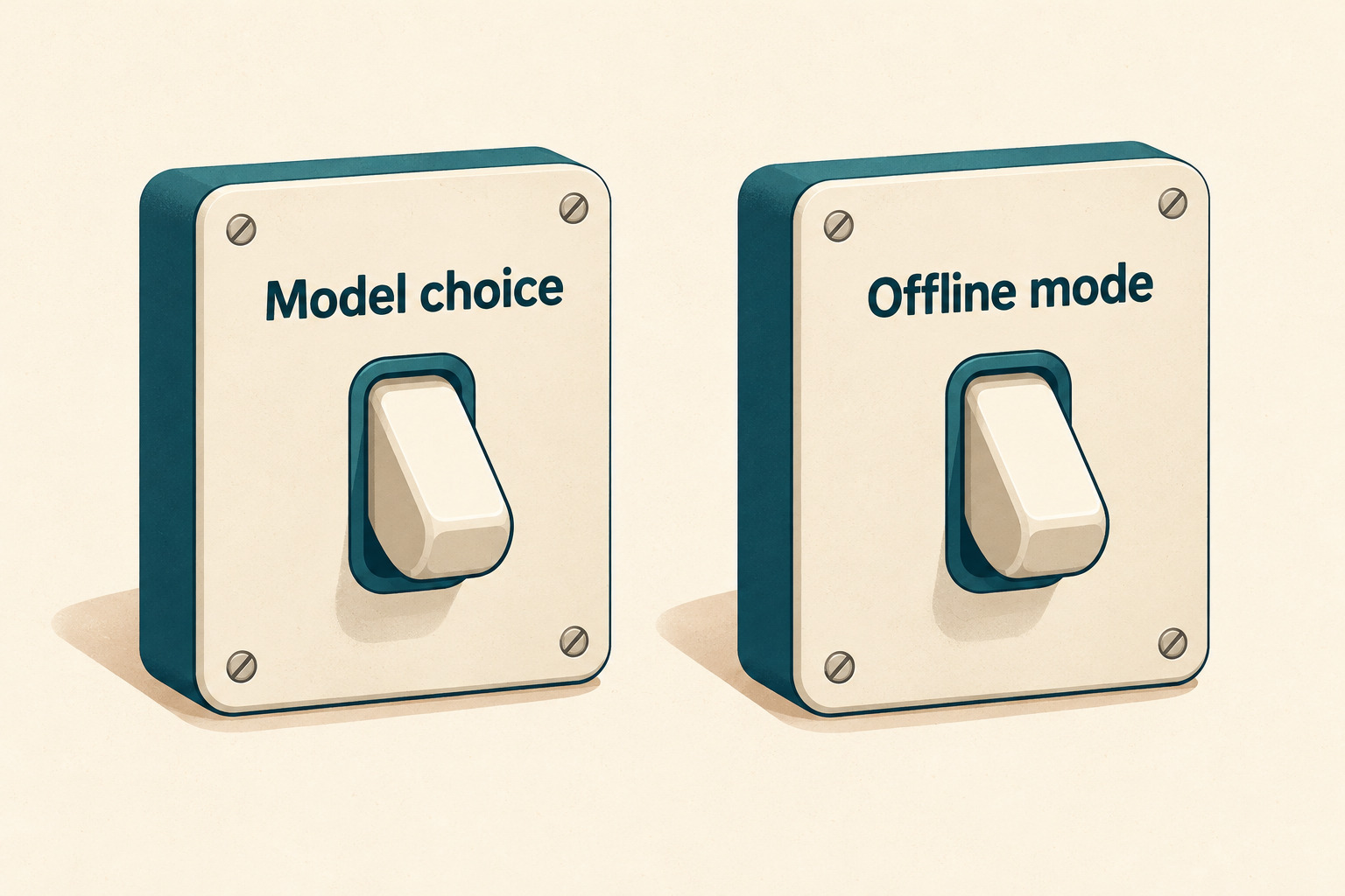 Two separate neutral switch panels labeled Model choice and Offline mode.